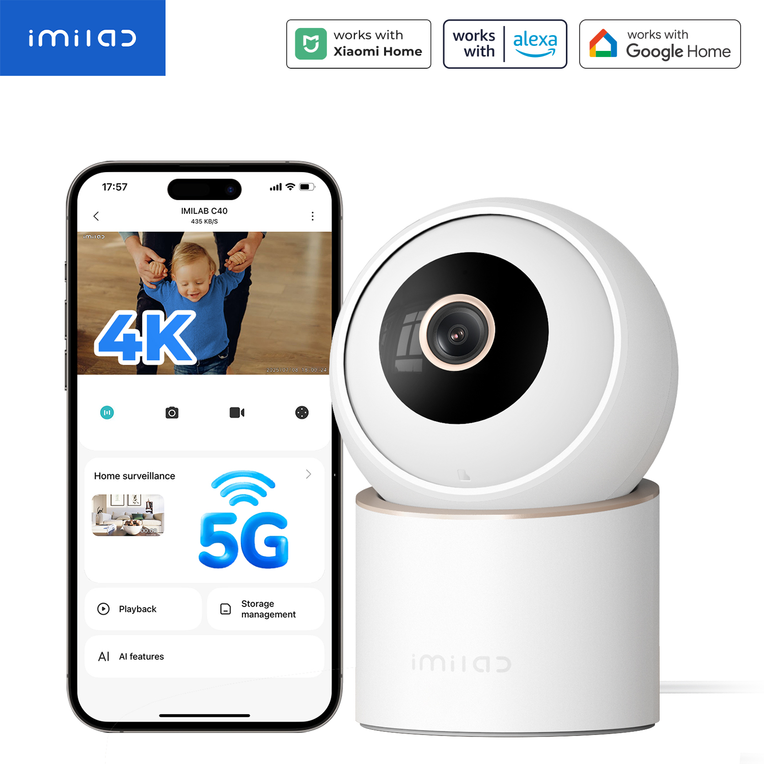 Home Security Kamera - IMILAB C40 Home Security 5G WiFi