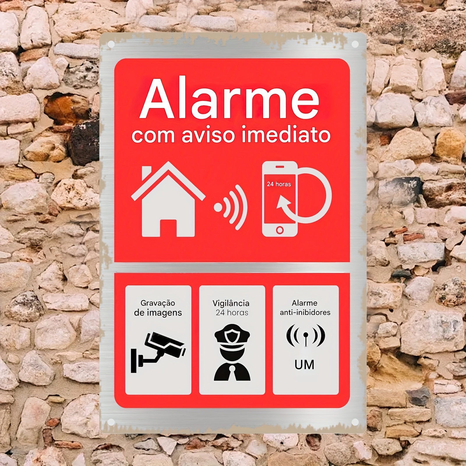 Home Security Camera - Vintage Security Camera Alarm Sign -