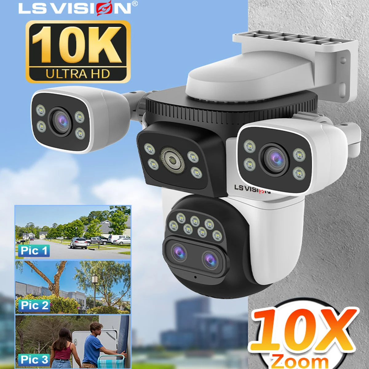 Home Security Kamera - LS VISION Three Screens WiFi Security
