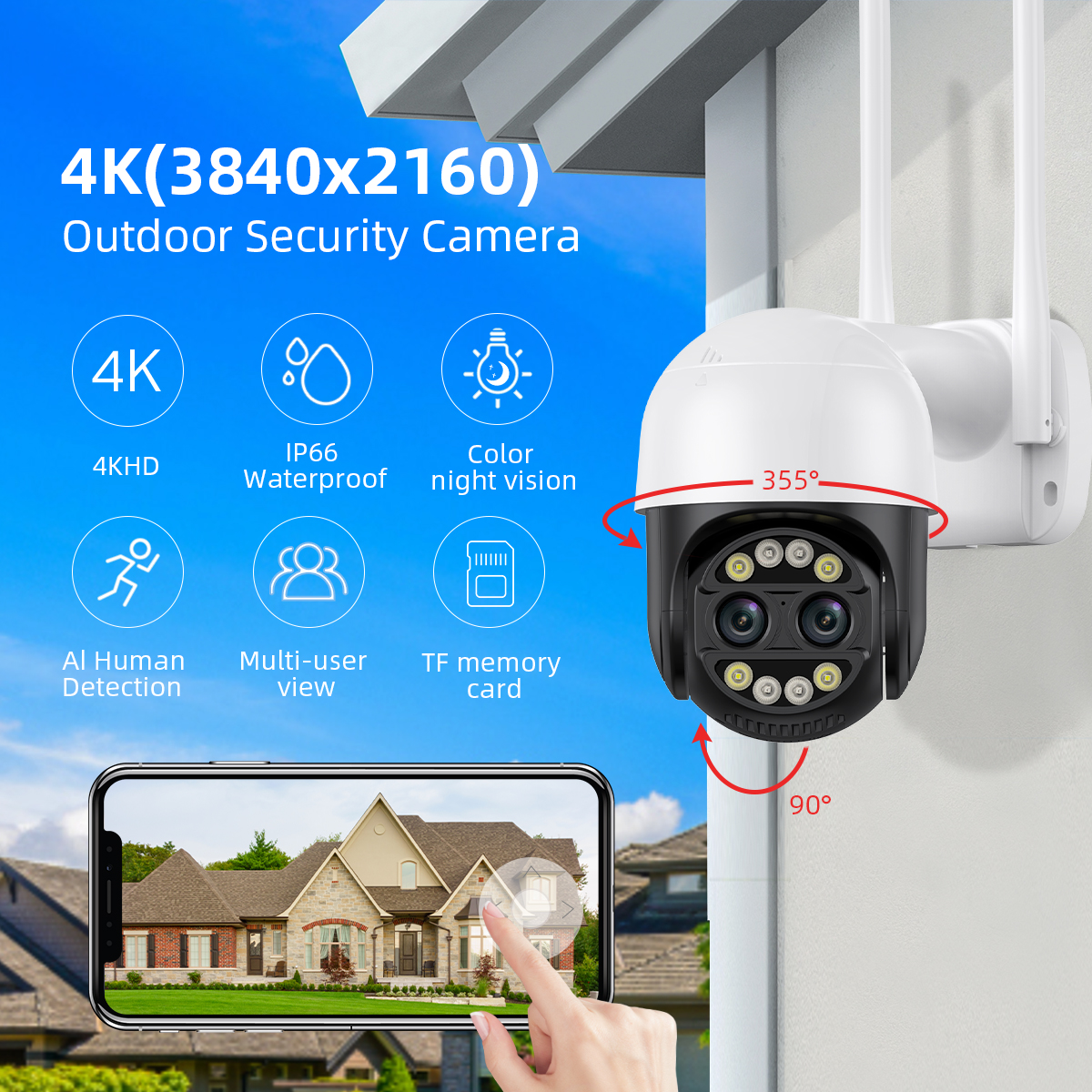 8X Digital Zoom 8MP PTZ WiFi C – Home Security Kamera Bewertung und Preis