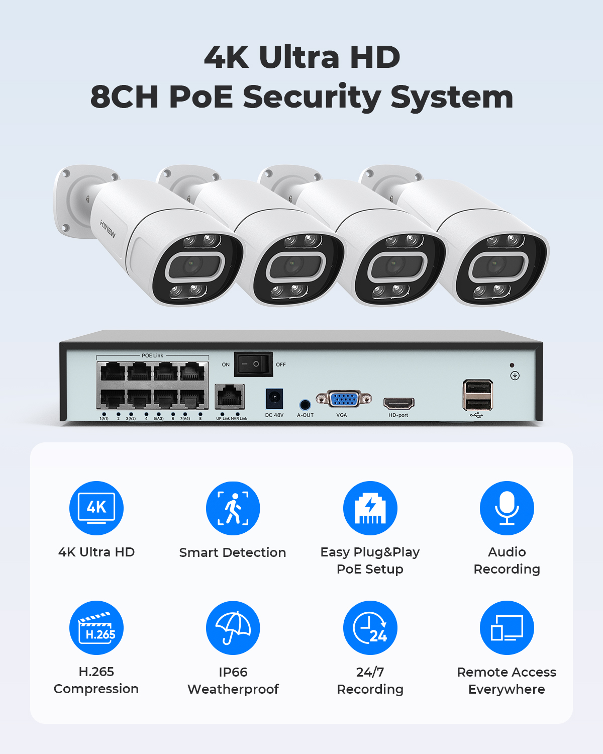 H.View 4K 5Mp 8Mp poe Cctv Sec – Home Security Network Bewertung und Preis